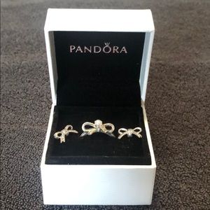 Pandora Silver Bow Ring & Earrings Set 🆕